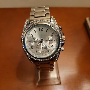 Brand New Women's Silver Watch with Diamond Crystal Accents